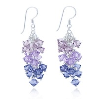 Lavender Cluster Faceted Swarovski Crystal Sterling Silver Dangle Hook Earrings for women 1.5'' Lavender Cluster Faceted Swarovski Crystal Sterling Silver Dangle Hook Earrings for women 1.5''