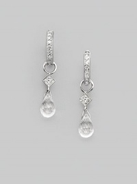 Faceted white topaz teardrops catch and reflect light exquisitely, set in 18k white gold with diamond accents. White topaz Diamonds, 0.03 tcw 18k white gold Length, about ¾ Jump ring clasp Imported Please note: earrings sold separately. Faceted white topaz teardrops catch and reflect light exquisitely, set in 18k white gold with diamond accents. White topaz Diamonds, 0.03 tcw 18k white gold Length, about ¾ Jump ring clasp Imported Please note: earrings sold separately.