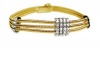 18K Yellow Gold Multi-Strand, Hand-Woven Mesh Bracelet, Designed With Three Bar White-Gold Stations, Enhanced With Pave Set Diamonds. ( GH-Color, SI-Clarity; c.t.tw.0.60 CT ).