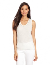 Magaschoni Women's Sleeveless Scoop Neck with Embellishment, Heather Mist, Medium Magaschoni Women's Sleeveless Scoop Neck with Embellishment, Heather Mist, Medium