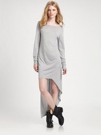 Offering laid-back style, this jersey dress features fashion-forward hi-lo hem.BoatneckLong sleevesDropped shoulderHi-lo hemPull-on styleAbout 19 from natural waist at frontAbout 43 from natural waist at backRayonMachine washMade in USA of imported fabric Model shown is 5'10 (177cm) wearing US size Small. Offering laid-back style, this jersey dress features fashion-forward hi-lo hem.BoatneckLong sleevesDropped shoulderHi-lo hemPull-on styleAbout 19 from natural waist at frontAbout 43 from natural waist at backRayonMachine washMade in USA of imported fabric Model shown is 5'10 (177cm) wearing US size Small.