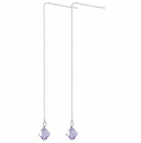 Sterling Silver Lavender Crystal Threader Ear Wire Earrings Made with Swarovski Elements