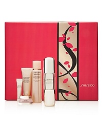 Achieve smooth and radiant skin with time-fighting Bio-Performance Super Corrective Serum. Packaged in a beautiful holiday box, the Bio-Performance Instant Corrective Serum Set includes: Bio-Performance Super Corrective Serum (full size 50 mL), Benefiance WrinkleResist24 Balancing Softener Enriched (travel size 75 mL), Benefiance Extra Creamy Cleansing Foam (deluxe sample 30 mL), New Bio-Performance Advanced Super Restoring Cream (deluxe sample 7 mL), Bio-Performance Super Eye Contour Cream (deluxe sample 5 mL), and a mini facial voucher (redeemable at any Shiseido counter). Achieve smooth and radiant skin with time-fighting Bio-Performance Super Corrective Serum. Packaged in a beautiful holiday box, the Bio-Performance Instant Corrective Serum Set includes: Bio-Performance Super Corrective Serum (full size 50 mL), Benefiance WrinkleResist24 Balancing Softener Enriched (travel size 75 mL), Benefiance Extra Creamy Cleansing Foam (deluxe sample 30 mL), New Bio-Performance Advanced Super Restoring Cream (deluxe sample 7 mL), Bio-Performance Super Eye Contour Cream (deluxe sample 5 mL), and a mini facial voucher (redeemable at any Shiseido counter).