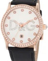 D&G Dolce & Gabbana Women's DW0501 Gloria Rose Gold Silver Dial Black Strap Watch