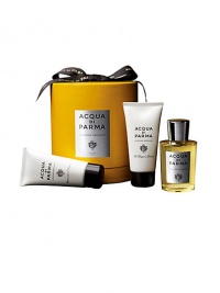 The best products from the Colonia Assoluta collection are presented in the deluxe Acqua di Parma yellow hat box, making it the perfect luxurious holiday gift. Set includes: EDC Spray, 3.4 oz.; Shower Gel, 2.5 oz. and Face Emulsion, 2.5 oz. Made in Italy. The best products from the Colonia Assoluta collection are presented in the deluxe Acqua di Parma yellow hat box, making it the perfect luxurious holiday gift. Set includes: EDC Spray, 3.4 oz.; Shower Gel, 2.5 oz. and Face Emulsion, 2.5 oz. Made in Italy.
