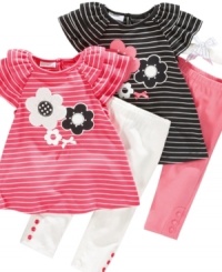Frilly and fun, this First Impressions tunic and leggings set will have her looking so cute. Frilly and fun, this First Impressions tunic and leggings set will have her looking so cute.