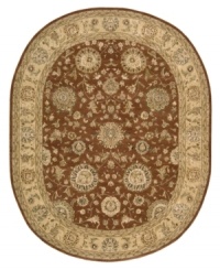 Bring new life to any room of your home. This gorgeous rug, sprouting intricate designs of vinery and blossoming flowers, opens up any space with warm tones of burnt red and beige. With an all-wool construction, accented with rich silk highlights, this stylish Nourison 2000 import is ultra-durable and luxuriously soft to the touch. Bring new life to any room of your home. This gorgeous rug, sprouting intricate designs of vinery and blossoming flowers, opens up any space with warm tones of burnt red and beige. With an all-wool construction, accented with rich silk highlights, this stylish Nourison 2000 import is ultra-durable and luxuriously soft to the touch.