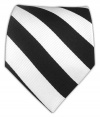 100% Silk Woven Twill Black and White Striped Tie