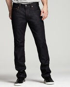 The Kane is a classic slim, straight leg jean with rich Raw wash and contrast embroidered accents.