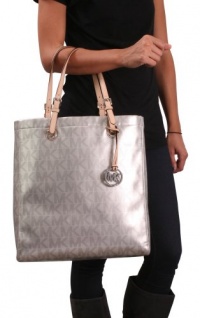 Michael Kors Jet Set Women's North South Handbag Purse Silver Michael Kors Jet Set Women's North South Handbag Purse Silver