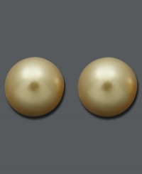 Add a ray of sunshine to any look. Stunning studs feature golden cultured South Sea pearls (11-12 mm) in a polished, 14k gold setting. Approximate diameter: 3/8 inch. Add a ray of sunshine to any look. Stunning studs feature golden cultured South Sea pearls (11-12 mm) in a polished, 14k gold setting. Approximate diameter: 3/8 inch.