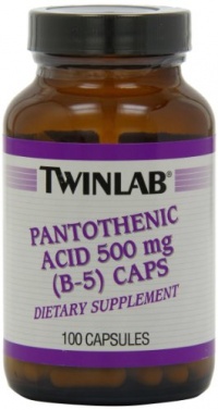 Twinlab Pantothenic Acid (B-5) Caps, 500mg, 100 Capsules (Pack of 3) Twinlab Pantothenic Acid (B-5) Caps, 500mg, 100 Capsules (Pack of 3)