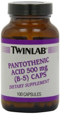 Twinlab Pantothenic Acid (B-5) Caps, 500mg, 100 Capsules (Pack of 3)