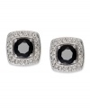 Simply elegant. This pair of stud earrings from Eliot Danori is crafted from rhodium-plated brass with a black crystal framed by glistening cubic zirconias (2 ct. t.w.). Approximate diameter: 1/2 inch.