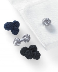 Refine your look with a pair of silk cuff knots from Club Room. Refine your look with a pair of silk cuff knots from Club Room.