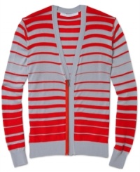 Put a little swagger in your step in this handsome Sean John striped cardigan. Put a little swagger in your step in this handsome Sean John striped cardigan.