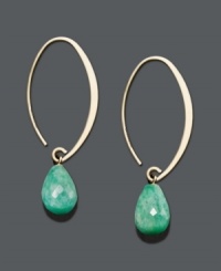 Liven up any look with a bright pop of color. A sweep of 14k gold highlights a faceted amazonite drop (6-3/4 ct. t.w.). Approximate drop: 1-1/2 inches. Liven up any look with a bright pop of color. A sweep of 14k gold highlights a faceted amazonite drop (6-3/4 ct. t.w.). Approximate drop: 1-1/2 inches.