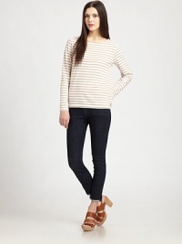 Delicate sailor stripes lend a touch of Parisian-chic to this soft cotton top.BoatneckLong sleevesPullover styleAbout 23 from shoulder to hemCottonMachine washImportedModel shown is 5'9 (175cm) wearing US size Small. Delicate sailor stripes lend a touch of Parisian-chic to this soft cotton top.BoatneckLong sleevesPullover styleAbout 23 from shoulder to hemCottonMachine washImportedModel shown is 5'9 (175cm) wearing US size Small.