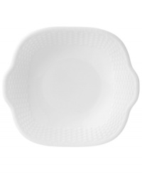 Nantucket Basket is a fine, all-white Wedgwood china dinnerware and dishes pattern with an embossed basket-weave pattern on the edges. Nantucket Basket is a fine, all-white Wedgwood china dinnerware and dishes pattern with an embossed basket-weave pattern on the edges.