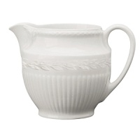 Edme creamer by Wedgwood. Wedgwood marks the 100th anniversary of its classic Edme collection with a refreshing update of its timeless pattern. A new antique white glaze enhances the elegant colannade embossment and laurel motif accent pieces. Sophisticated shapes and generously sized pieces make this pattern ideal for today's lifestyle. Edme creamer by Wedgwood. Wedgwood marks the 100th anniversary of its classic Edme collection with a refreshing update of its timeless pattern. A new antique white glaze enhances the elegant colannade embossment and laurel motif accent pieces. Sophisticated shapes and generously sized pieces make this pattern ideal for today's lifestyle.
