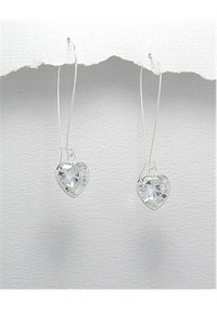 Heart CZ Earrings In Sterling Silver Heart CZ Earrings In Sterling Silver