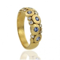 Alex Sepkus 18k Yellow Gold Sapphire and Diamond Candy Dome Ring Alex Sepkus 18k Yellow Gold Sapphire and Diamond Candy Dome Ring