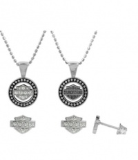 Harley-Davidson® MOD® Women's Circle Beaded Necklace Set with White Swarovski Crystals HDS0002 Harley-Davidson® MOD® Women's Circle Beaded Necklace Set with White Swarovski Crystals HDS0002