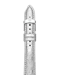 Bring on the glitz with this silver leather watch strap from Michele. It's the ultimate fashion upper for your ever-chic timepiece. Bring on the glitz with this silver leather watch strap from Michele. It's the ultimate fashion upper for your ever-chic timepiece.