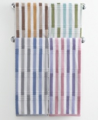 Update the look of your bathroom with soft stripes in lavish cotton. These block stripe towels feature ultra-absorbent Pima cotton loops and their dreamy colors coordinate with the Charter Club classic towel collection. Update the look of your bathroom with soft stripes in lavish cotton. These block stripe towels feature ultra-absorbent Pima cotton loops and their dreamy colors coordinate with the Charter Club classic towel collection.