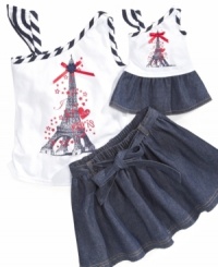 Stylish sights. She'll fall in love with this dainty skirt and asymmetrical tank set, which comes with a matching outfit for her little friend, from Sweet Heart Rose. Stylish sights. She'll fall in love with this dainty skirt and asymmetrical tank set, which comes with a matching outfit for her little friend, from Sweet Heart Rose.