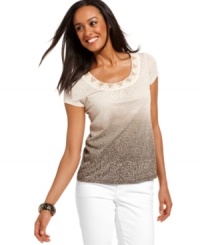 This Charter Club petite top boasts an elegant color fade and beaded neckline. Pair it with your favorite pants for a fabulous ensemble! This Charter Club petite top boasts an elegant color fade and beaded neckline. Pair it with your favorite pants for a fabulous ensemble!