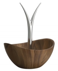 Feast your eyes on the Gourmet fruit bowl. Designer Wei Young combines Nambe metal with acacia wood in a design that simultaneously holds fresh, whole fruits and dangles delicate grapes and bananas. Feast your eyes on the Gourmet fruit bowl. Designer Wei Young combines Nambe metal with acacia wood in a design that simultaneously holds fresh, whole fruits and dangles delicate grapes and bananas.