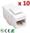 RJ45 Female to Female UTP CAT.6 Keystone Coupler, White - 10 PACK