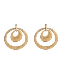 Send your look into another orbit with chic, circular drops. Kenneth Cole New York earrings feature two, cut-out, graduated circles on a post backing. Set in worn gold tone mixed metal. Approximate drop: 1-1/2 inches. Send your look into another orbit with chic, circular drops. Kenneth Cole New York earrings feature two, cut-out, graduated circles on a post backing. Set in worn gold tone mixed metal. Approximate drop: 1-1/2 inches.