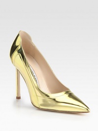 Undeniably sexy pump of lustrous metallic leather, with a high back and elegant point toe. Self-covered heel, 4 (100mm)Metallic leather upperPoint toeLeather lining and solePadded insoleMade in Italy Undeniably sexy pump of lustrous metallic leather, with a high back and elegant point toe. Self-covered heel, 4 (100mm)Metallic leather upperPoint toeLeather lining and solePadded insoleMade in Italy