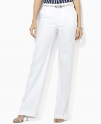 Classic-fitting petite dress pants exude tailored sophistication in breezy, lightweight linen, from Lauren by Ralph Lauren. (Clearance) Classic-fitting petite dress pants exude tailored sophistication in breezy, lightweight linen, from Lauren by Ralph Lauren. (Clearance)