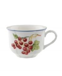 Give yourself a bright wake-up call with the Cottage Inn breakfast cup! Lush, dancing clusters of ripened blueberries, raspberries and cherries are a stunning contrast on creamy white porcelain and lend every meal a touch of traditional elegance. Give yourself a bright wake-up call with the Cottage Inn breakfast cup! Lush, dancing clusters of ripened blueberries, raspberries and cherries are a stunning contrast on creamy white porcelain and lend every meal a touch of traditional elegance.