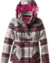 Dollhouse Girls 7-16 Wool Peacoat, Grey/White/Raspberry, 7/8