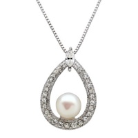 Sterling Silver Swarovski Crystal Pearls and Pave Crystal Elements Pendant Necklace, 18 Sterling Silver Swarovski Crystal Pearls and Pave Crystal Elements Pendant Necklace, 18