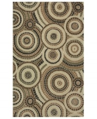 This whimsical rug puts a new spin on indoor and outdoor decor. Displaying an arresting, tiled-circle motif, Momeni's Veranda stands out in every space. Mildew-resistant and UV-stabilized to resist fading from the sunlight, the rug is hand-hooked with durable polypropylene fibers. This whimsical rug puts a new spin on indoor and outdoor decor. Displaying an arresting, tiled-circle motif, Momeni's Veranda stands out in every space. Mildew-resistant and UV-stabilized to resist fading from the sunlight, the rug is hand-hooked with durable polypropylene fibers.