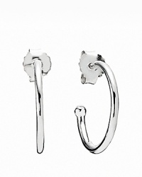 In smooth sterling silver, PANDORA's small hoop earrings await your favorite charms. In smooth sterling silver, PANDORA's small hoop earrings await your favorite charms.