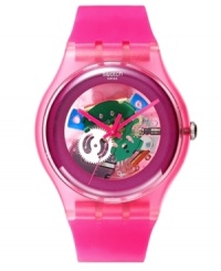 Bubblegum glam defines this quirky Pink Lacquered watch by Swatch. Bubblegum glam defines this quirky Pink Lacquered watch by Swatch.