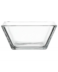 Clear the table. Layer patterns and colors with the sleek, minimalist look of square bowls in solid glass. Clear the table. Layer patterns and colors with the sleek, minimalist look of square bowls in solid glass.