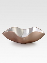 An elegant, undulating form handcrafted of metal alloy with a glowing copper plated exterior.Metal alloy and copperplateHandmadeSigned by designer Wei Young16L X 11W X 3.5HHand washImported An elegant, undulating form handcrafted of metal alloy with a glowing copper plated exterior.Metal alloy and copperplateHandmadeSigned by designer Wei Young16L X 11W X 3.5HHand washImported