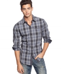 Plaid picks up a few new tricks. This shirt from INC International Concepts borrows scholarly elbow patches to elevate your casual look. Plaid picks up a few new tricks. This shirt from INC International Concepts borrows scholarly elbow patches to elevate your casual look.