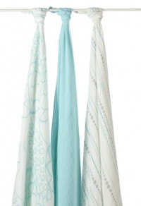 aden + anais Rayon From Bamboo Swaddle Blanket 3 Pack, Azure aden + anais Rayon From Bamboo Swaddle Blanket 3 Pack, Azure