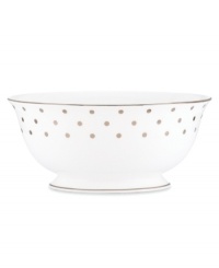 Pave your table in polka dots for fine dining without the formality. From kate spade new york dinnerware, the Larabee Road serving bowl features luxe bone china with platinum accents that combine easy elegance and irresistible whimsy. Pave your table in polka dots for fine dining without the formality. From kate spade new york dinnerware, the Larabee Road serving bowl features luxe bone china with platinum accents that combine easy elegance and irresistible whimsy.