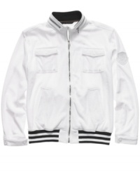 Zip into this luxe terry-cloth track jacket from Sean John and commence relaxation. Zip into this luxe terry-cloth track jacket from Sean John and commence relaxation.