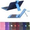 HDE Diamond Stitch Hard Cover Case with Keyboard for 7 Tablet - Blue