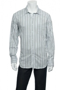 Tasso Elba Collezione Men's Olive Green Vertical Striped Button Down Shirt Tasso Elba Collezione Men's Olive Green Vertical Striped Button Down Shirt